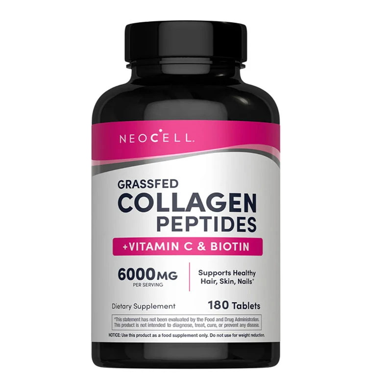 NeoCell Grassfed Collagen Peptides + C & Biotin 180 Caplets