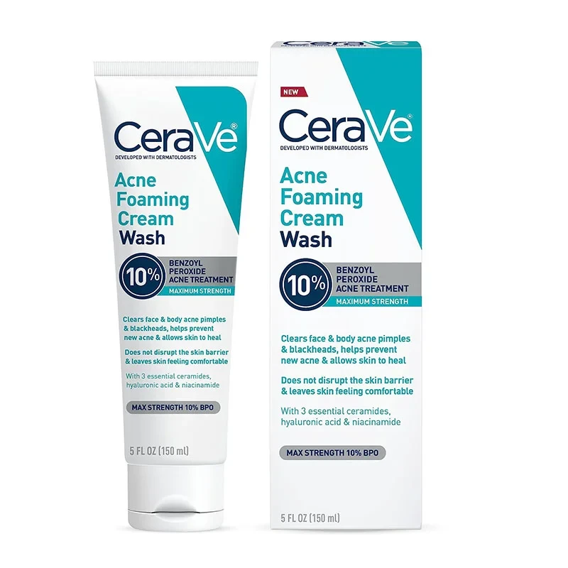 CeraVe Acne Foaming Cream Wash with 10% Benzoyl Peroxide – 150ml