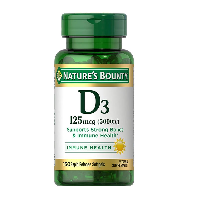 Nature’s Bounty Vitamin D3 125mcg (5000 IU) – 150 Softgels