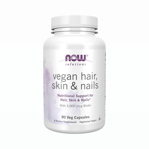 Now Solutions Vegan Hair Skin & Nails 5000mcg Biotin 90 Veg Caps